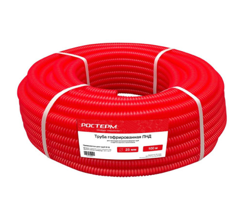 Гофрированная труба РОСТерм ПНД d25 мм., 100 м., красная Corpipe16r100