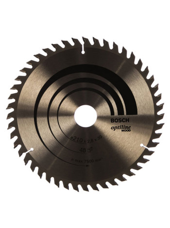 Диск пильный по дереву OPTILINE (210х30 мм; 48T) для ручных циркулярных пил Bosch 2608640623