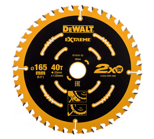 Диск пильный по дереву EXTREME (165х20 мм; 40T) Dewalt DT10301