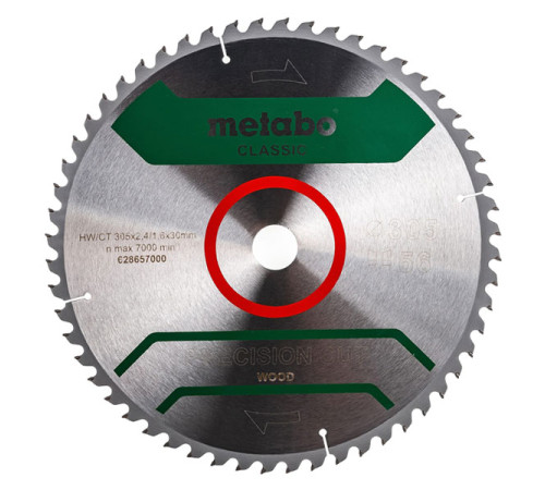 Диск пильный по дереву Precision Cut Classic (305x30 мм; 56Z; WZ 5neg) Metabo 628657000