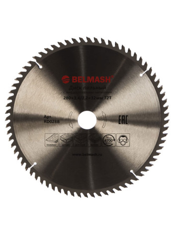Диск пильный по ламинату (280х32х3.4/2.2 мм; Z72) Белмаш RD028B