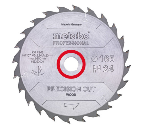 Диск пильный по дереву Precision Cut PROFESSIONAL (165x20 мм; 24Z) Metabo 628290000