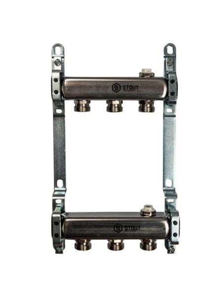 Коллектор из нержавеющей стали для радиаторной разводки STOUT 3 выхода SMS 0923 000003