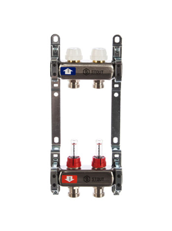 Коллектор из нержавеющей стали с расходомерами 2 вых. STOUT SMS 0917 000002