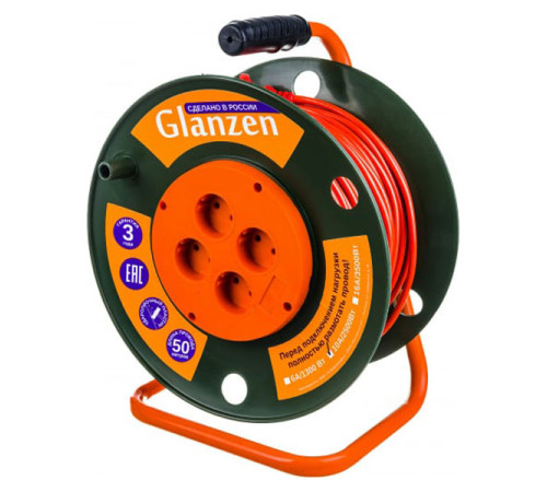 Силовой удлинитель на катушке Glanzen ПВС EB-50-003
