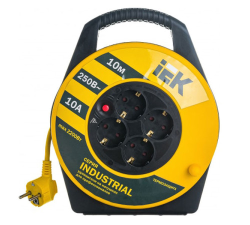 Удлинитель на катушке с термозащитой IEK Industrial УК10 4х10м 3х1.0 WKP14-10-04-10 277734