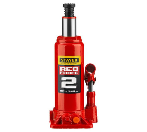 Гидравлический бутылочный домкрат Stayer RED FORCE 2т, 181-345 мм, 43160-2 43160-2_z01