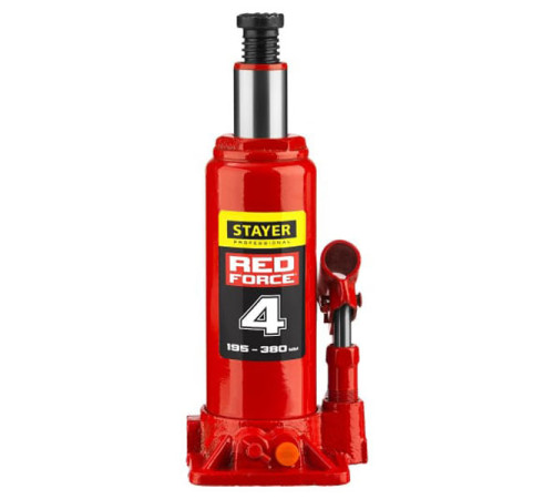 Гидравлический бутылочный домкрат Stayer RED FORCE 4т, 195-380 мм, 43160-4 43160-4_z01
