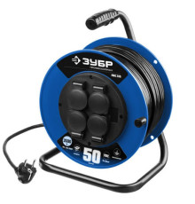 Удлинитель на катушке Зубр "ПВС 315" 50 м, 3500 Вт, 4 гнезда, IP44, ПВС 3х1,5 кв мм, 55081-50