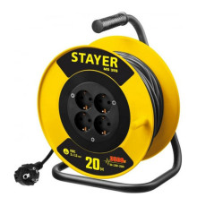 Удлинитель на катушке Stayer MS 315, 20 м 3500 Вт, заземление, 4 гнезда, ПВС 3x1,5 55078-20