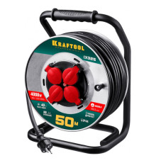 Удлинитель на катушке KRAFTOOL K-325 50м, 4000 Вт 4 гнезда, IP44, КГ 3х2.5 кв.м, 55086-50