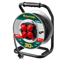 Удлинитель на катушке KRAFTOOL K-325 30м, 4000 Вт 4 гнезда, IP44, КГ 3х2.5 кв.м, 55086-30