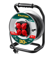 Удлинитель на катушке KRAFTOOL K-325 30м, 4000 Вт 4 гнезда, IP44, КГ 3х2.5 кв.м, 55086-30