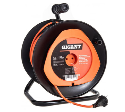 Удлинитель на пластиковой катушке Gigant ПВС 2х0,75 50м PE-033