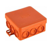Огнестойкая коробка Экопласт JBL085 E110, о/п 85х85х38, 12 выходов, IP55, 2P, цвет оранжевый 43715HF