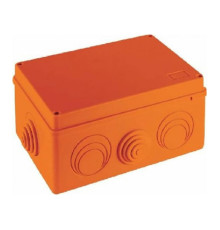 Огнестойкая коробка Экопласт JBS210 E110, о/п 210х150х100, 8 выходов, IP55, 12P, цвет оранжевый 43056HF
