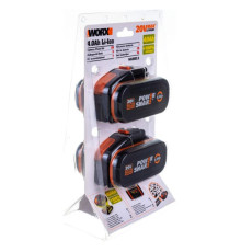 Комплект из 2х Аккумуляторов 2х20В 4.0 А/ч . WORX WA3553.2