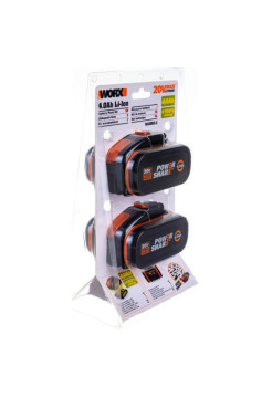 Комплект из 2х Аккумуляторов 2х20В 4.0 А/ч . WORX WA3553.2