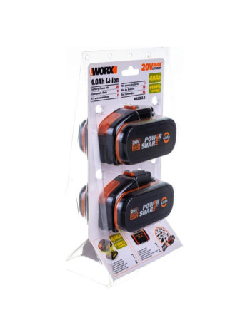 Комплект из 2х Аккумуляторов 2х20В 4.0 А/ч . WORX WA3553.2