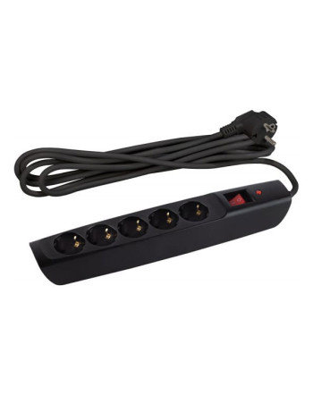 Сетевой фильтр ЭРА SFX-5es-4m-B черный с заземлением, 10A, с выключателем, 5 гнезд, 4м Б0044022