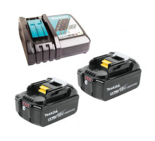 Аккумулятор 191L74-5 (2 шт; 18В; 5.0 Ач; Li-Ion) с зарядным устройством Makita 199379