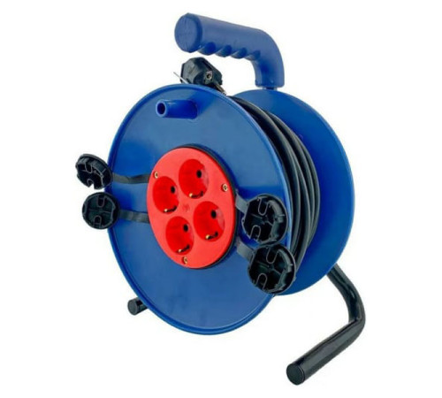 Силовой удлинитель на катушке Glanzen 4 гнезда ПВС 3x1,5 IP44 EB-50-020 00-00006736
