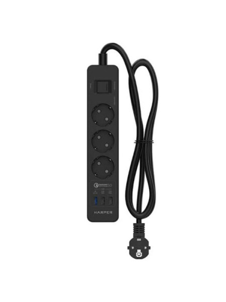 Сетевой фильтр с USB зарядкой Harper UCH-340 Black H00003195