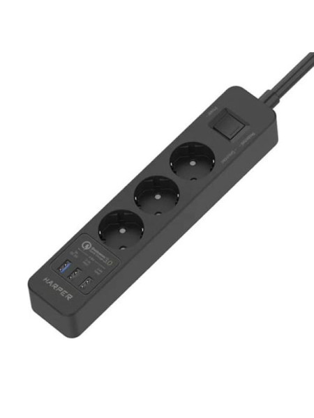 Сетевой фильтр с USB зарядкой Harper UCH-410 Black H00003198