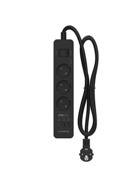 Сетевой фильтр с USB зарядкой Harper UCH-430 Black H00003202