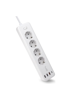 Сетевой фильтр TopOn TOP-PWS4 4 розетки, 3 USB, Type-C, PD 20W QC3.0, 4000W, 3м Белый TOP-PWS4-3