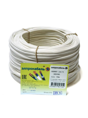 Провод ЭлПроКабель гибкий плоский ШВВП 2х0,75 100м ГОСТ 4630017847525