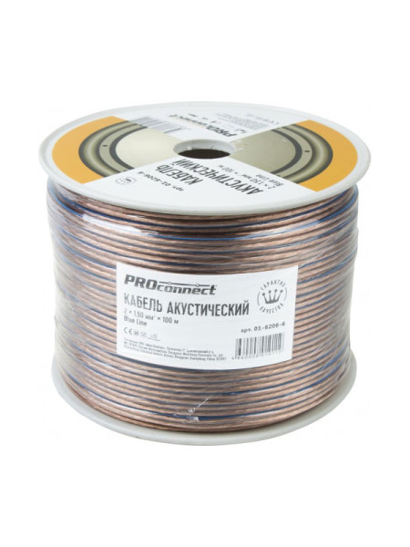 Акустический кабель PROconnect BLUELINE 2х4.00 кв.мм, прозрачный, 100м 01-6209-6