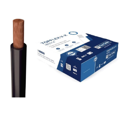 Монтажный гибкий провод Top Cable 1х4 черный TOPFLEX H07V-K ПВ3 131N004.R100(100м)