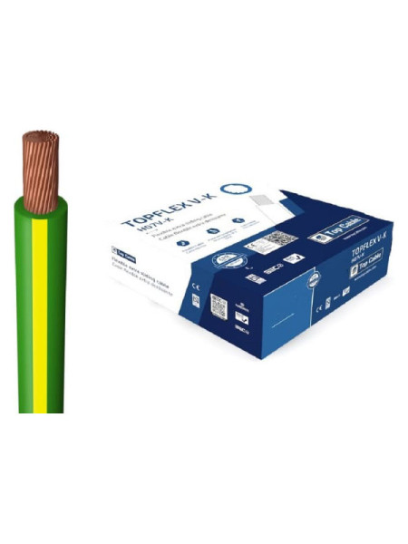 Монтажный гибкий провод Top Cable 1Х1,5 желто-зеленый TOPFLEX H07V-K ПВ3 1 шт (100 м) 131V001MR100(100м)