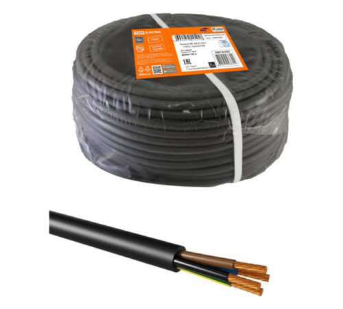 Провод TDM ПВС 4х1,5 ГОСТ 20м, черный SQ0118-0337