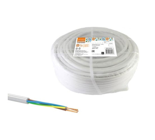 Провод TDM ПВС мб 4х1 100м, белый Народный SQ0118-0910