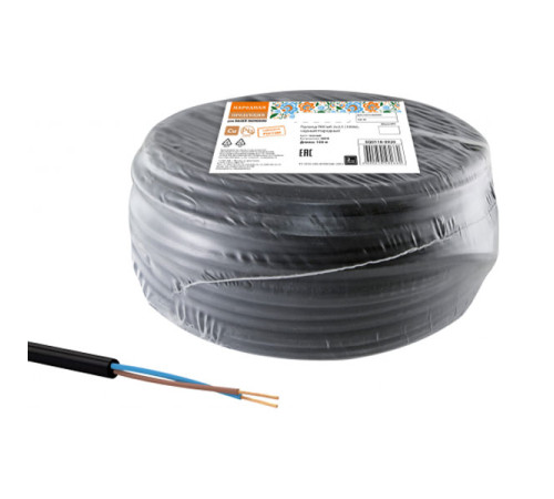 Провод TDM ПВС мб 2х2,5 100м, черный Народный SQ0118-0920