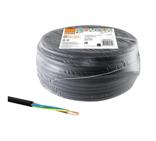 Провод TDM ПВС мб 3х1,5 100м, черный Народный SQ0118-0923