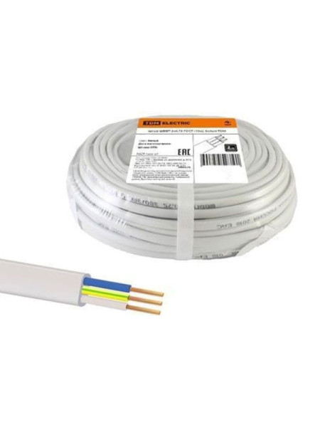 Провод TDM ПВВП 3x1,5, ГОСТ, 100м, белый SQ0127-0256