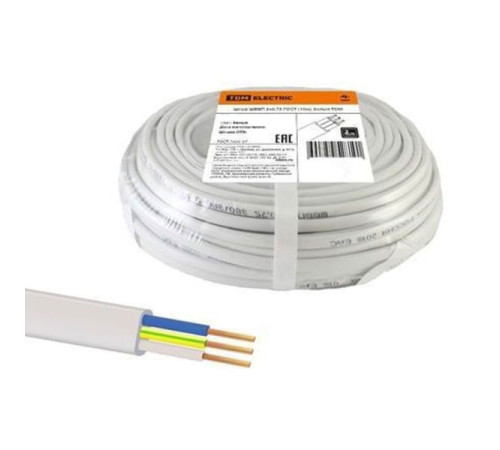 Провод TDM ПВВП 3x4, ГОСТ, 100м, белый SQ0127-0258