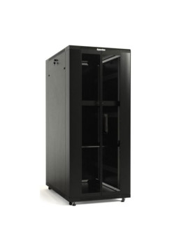 Напольный 19-дюймовый шкаф Hyperline 42U, 2055x600x600 мм, передняя и задняя распашные перфорированные двери, ручка с замком, крыша нового типа, черный, разобранный 396