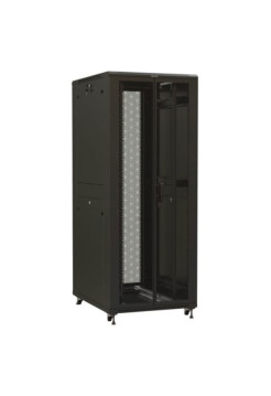 Напольный 19-дюймовый шкаф Hyperline 47U, 2277x600x1200 мм, передняя и задняя распашные перфорированные двери, ручка с замком, черный, разобранный 425255