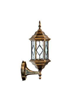 Садово-парковый светильник, шестигранный на стену вверх Feron PL121 60W E27 230V, черное золото 11343