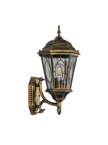 Садово-парковый светильник, шестигранный на стену вверх Feron PL150 60W E27 230V, черное золото 11319