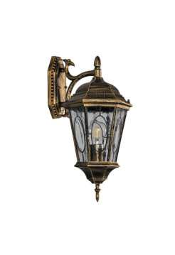 Садово-парковый светильник, шестигранный на стену вниз Feron PL161 60W E27 230V, черное золото 11328