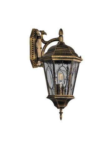 Садово-парковый светильник, шестигранный на стену вниз Feron PL161 60W E27 230V, черное золото 11328