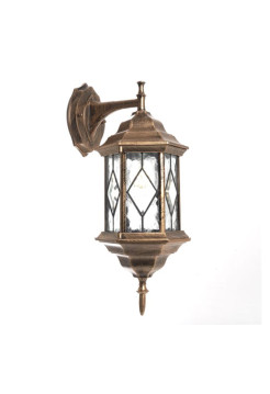 Садово-парковый светильник, шестигранный на стену вниз Feron PL122 60W E27 230V, черное золото 11344