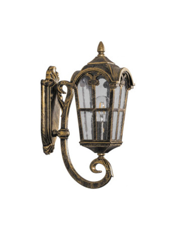 Садово-парковый светильник, четырехгранный на стену вверх Feron PL102 60W 230V E27, черное золото 11294