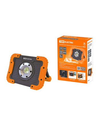 Переносной светодиодный прожектор TDM ФП8, 10Вт, 900Лм, Li-Ion 3,7B, 3Aч, USB, SQ0350-0057