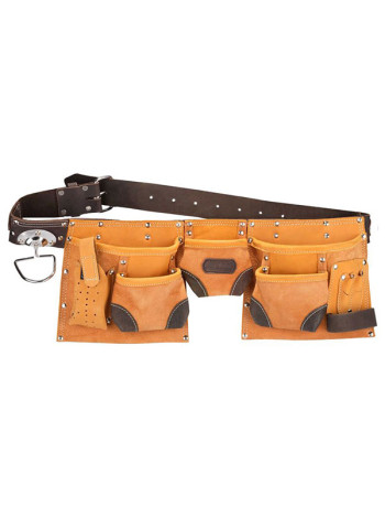 Пояс для инструментов из натуральной кожи, 9 карманов KRAFTOOL 1-38520